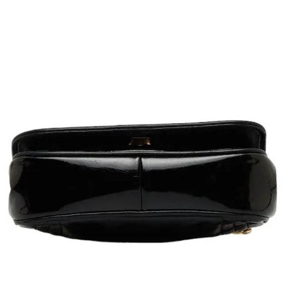 💯AUTH CHANEL MINI FLAP BAG PATENT BLACK LEATHER GOLD CHAIN SHOULDER CROSSBODY - Picture 9 of 15